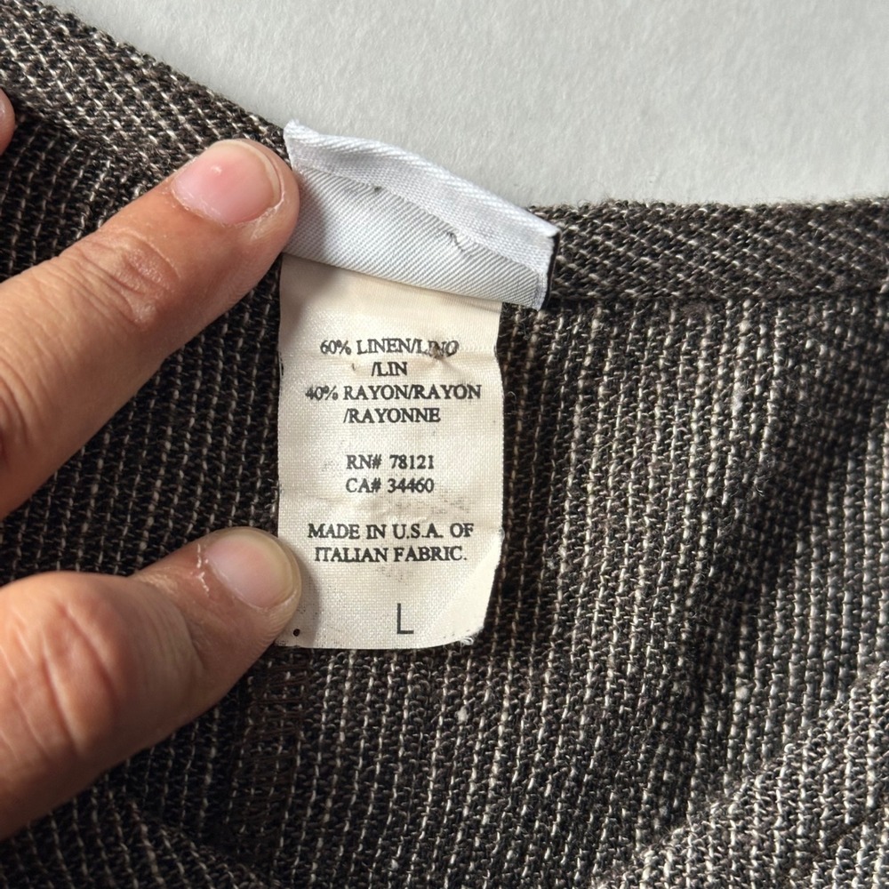 Eileen Fisher Linen Rayon Blend Sleeveless Maxi Dress Brown Marled V-Neck Large - Picture 4 of 7